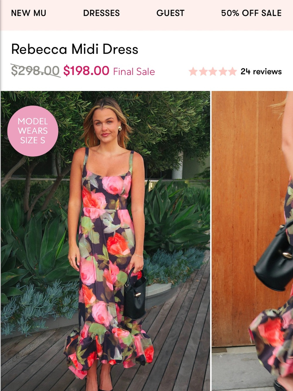 Show Me Your MuMu Rebecca Floral Midi Dress in Pink & Green
